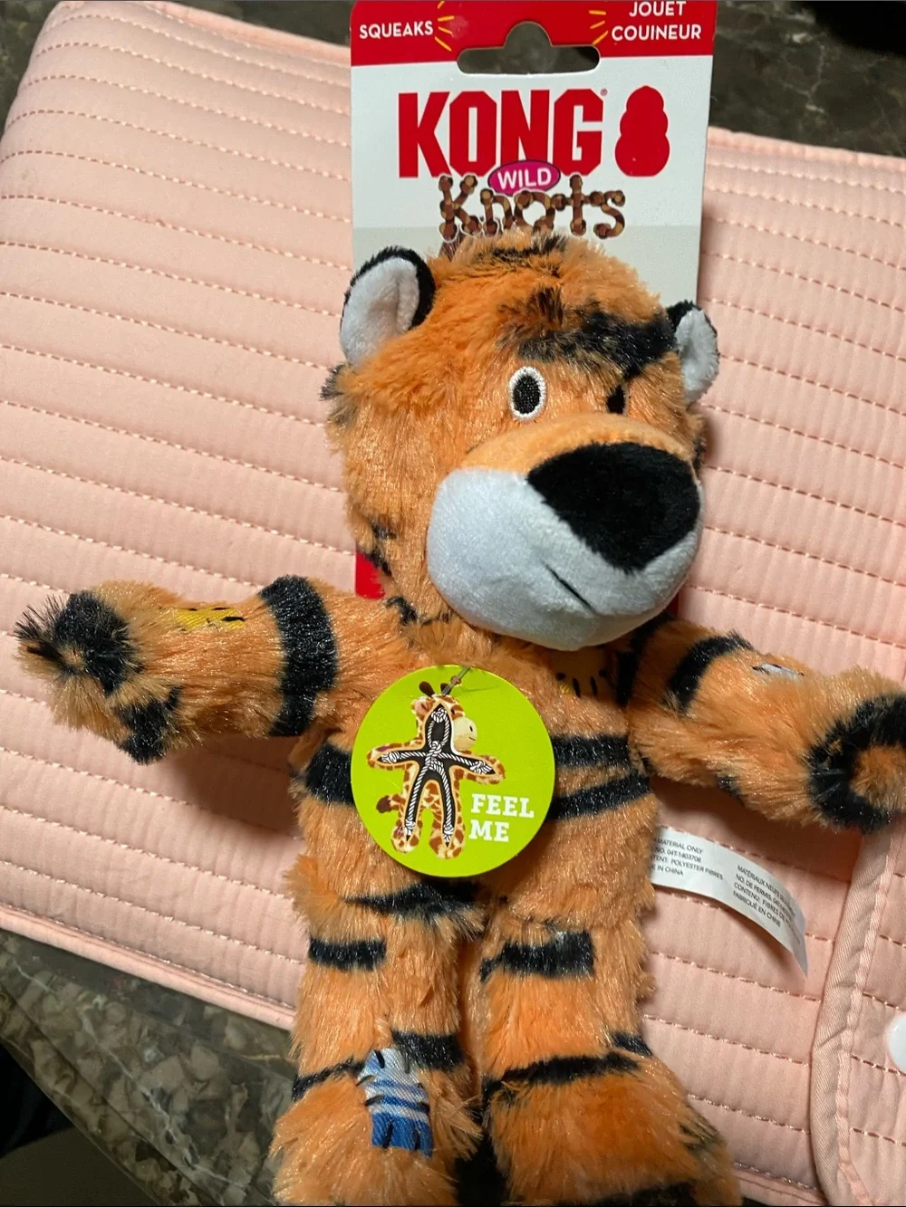KONG Wild Knots Tiger Plush Squeaky Toy - Orange & Black